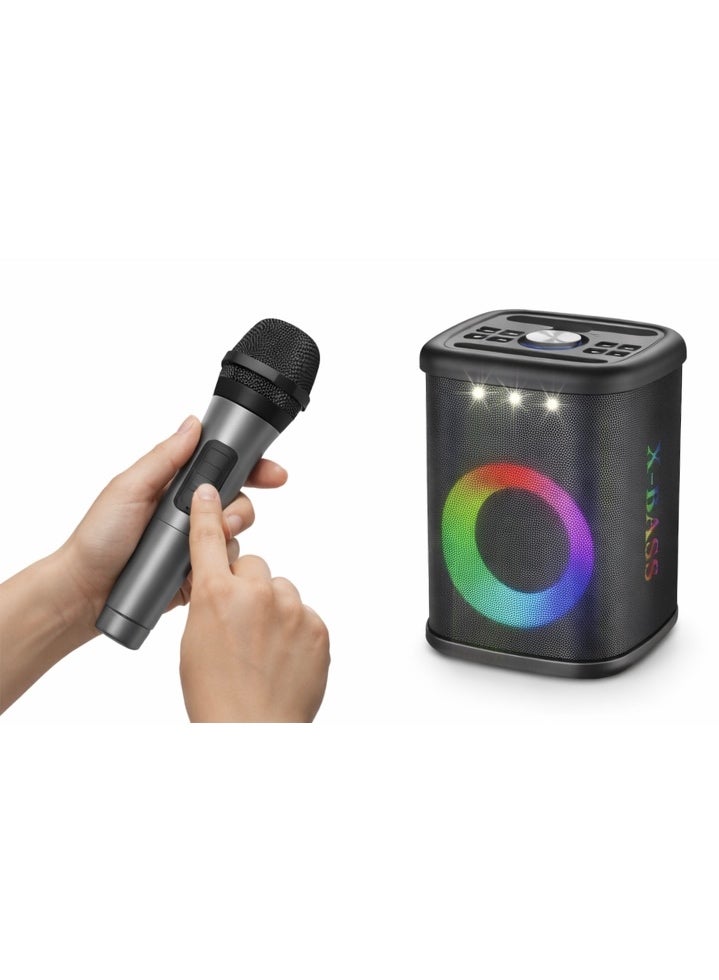 جي بي كيه سماعة كاريوكي محمولة JBK-1408 مع ميكروفونين لاسلكيين – إضاءة RGB – بلوتوث – قابلة للشحن - Image 3